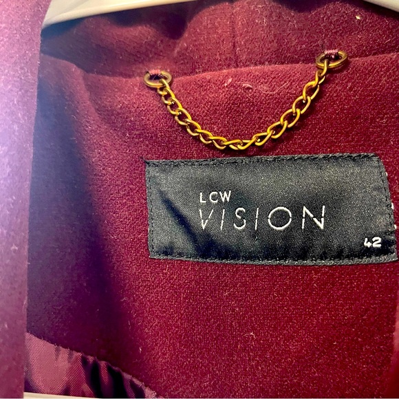 Burgundy Womens Belt Trench Coat with Pockets Size 42 - Picture 7 of 9